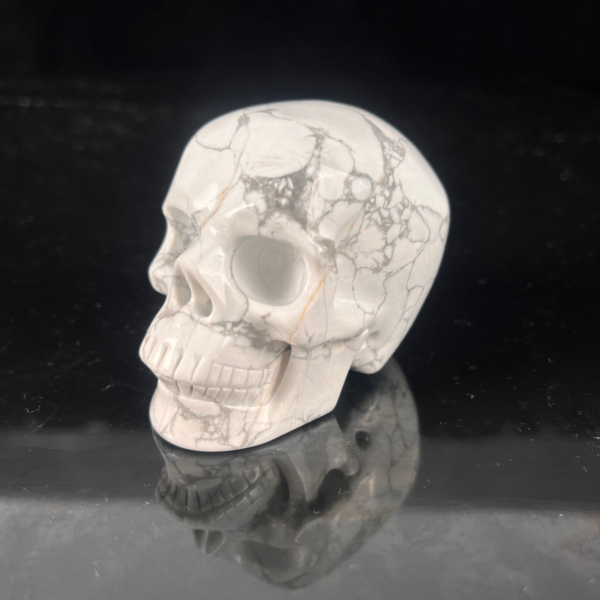 3 Inch White Howlite Crystal Skull - Pattern E