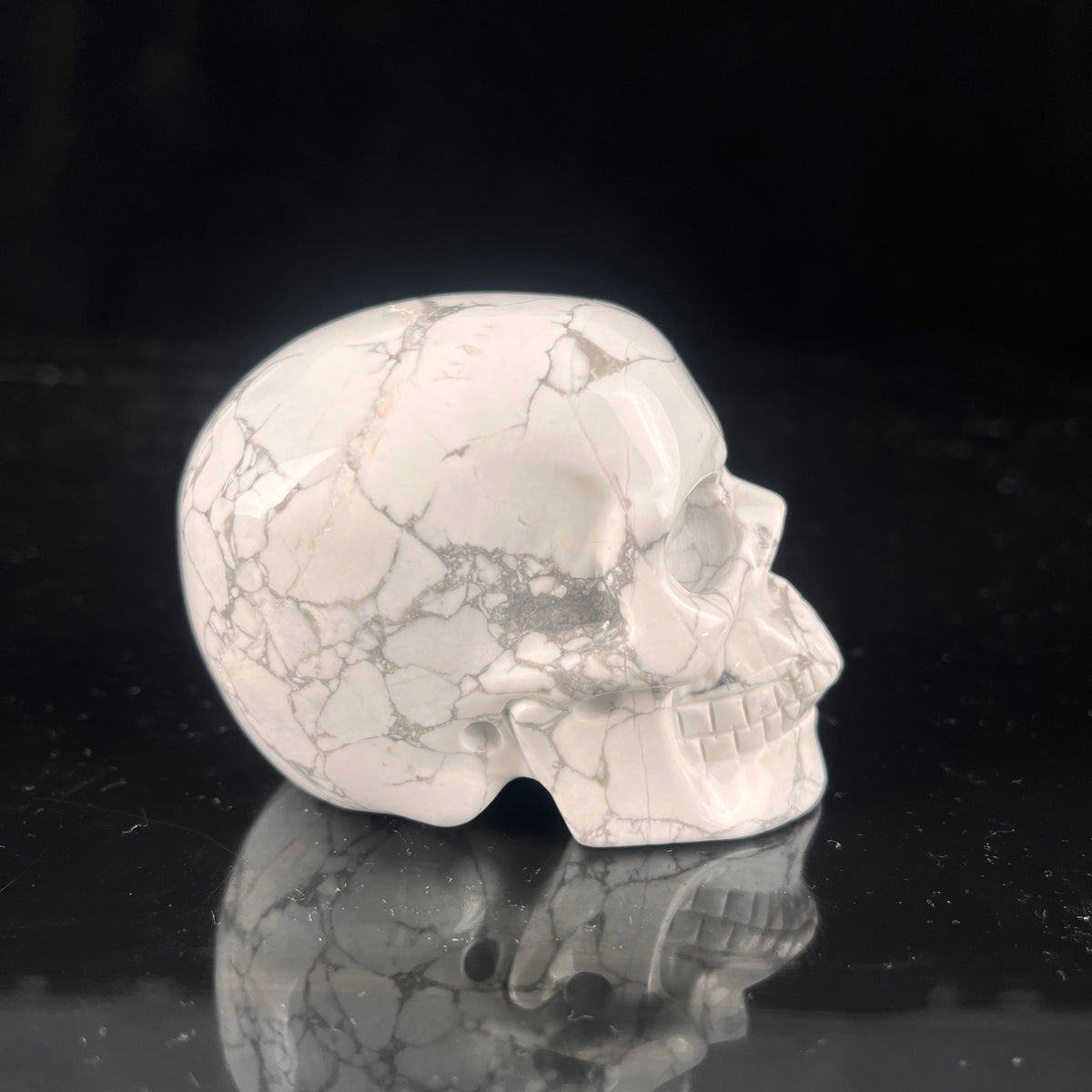 3 Inch White Howlite Crystal Skull - Pattern E