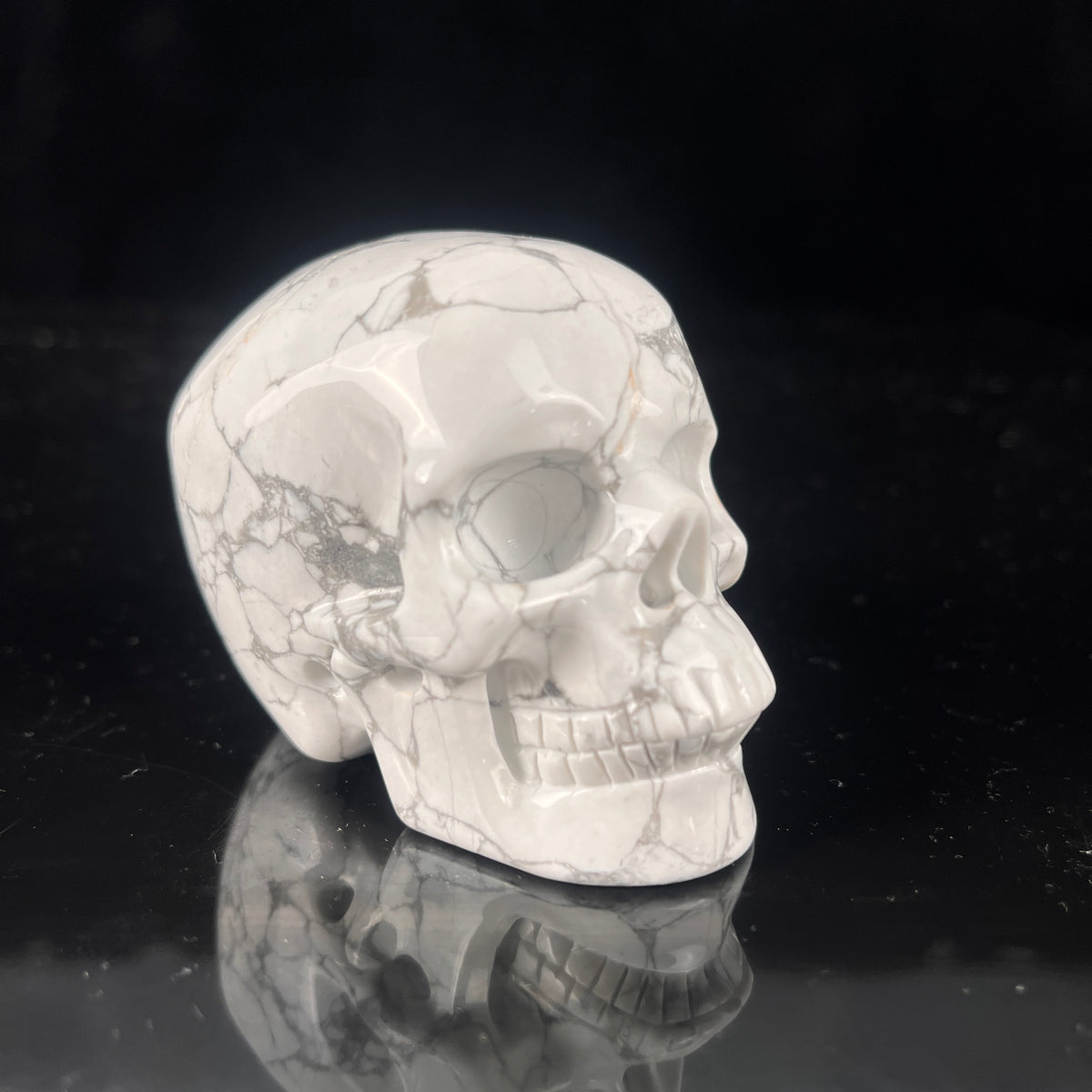 3 Inch White Howlite Crystal Skull - Pattern E