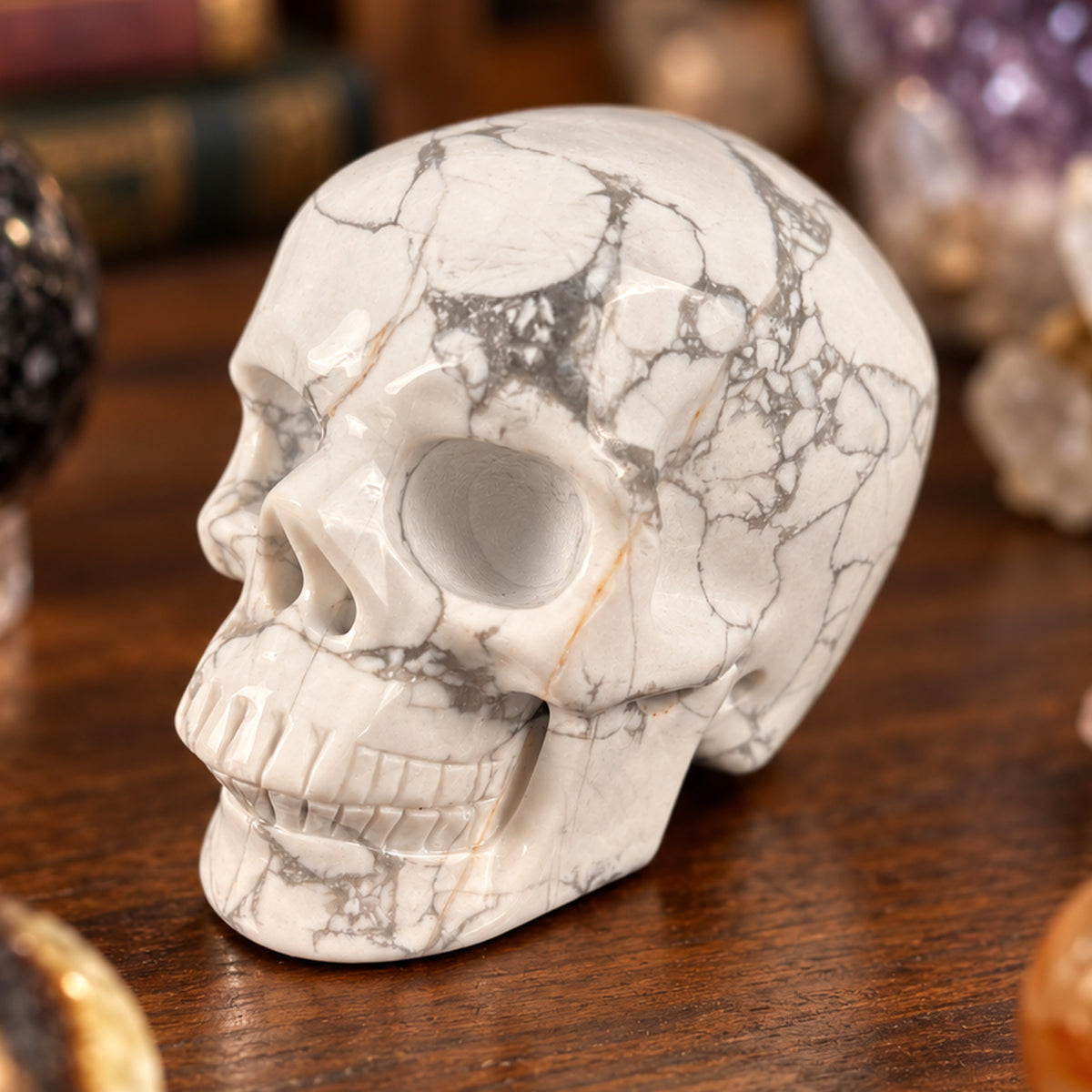 3 Inch White Howlite Crystal Skull - Pattern E