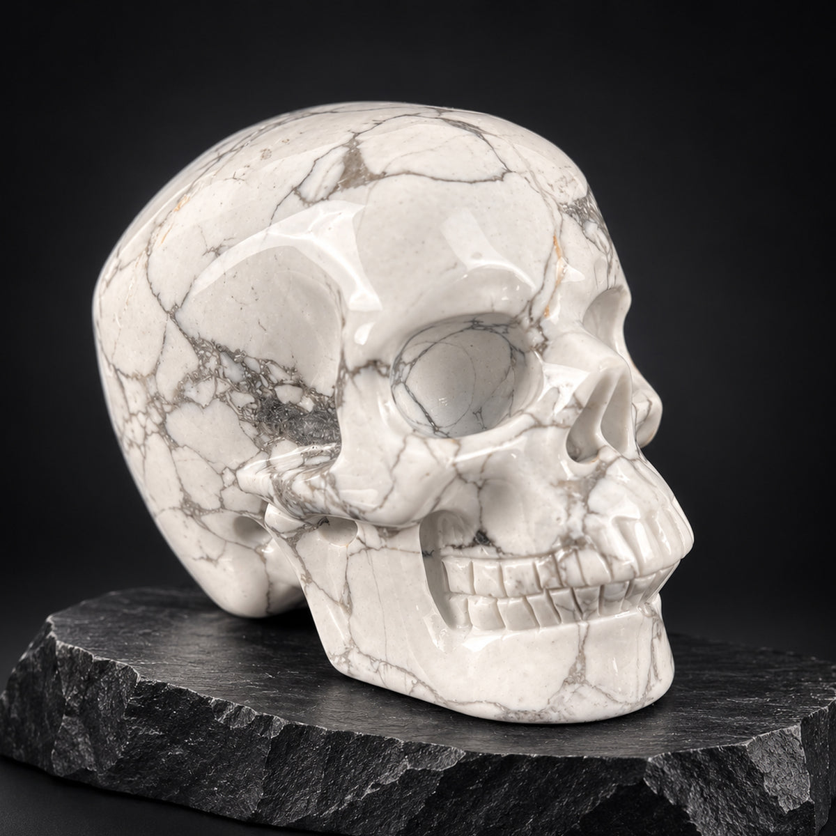3 Inch White Howlite Crystal Skull - Pattern E