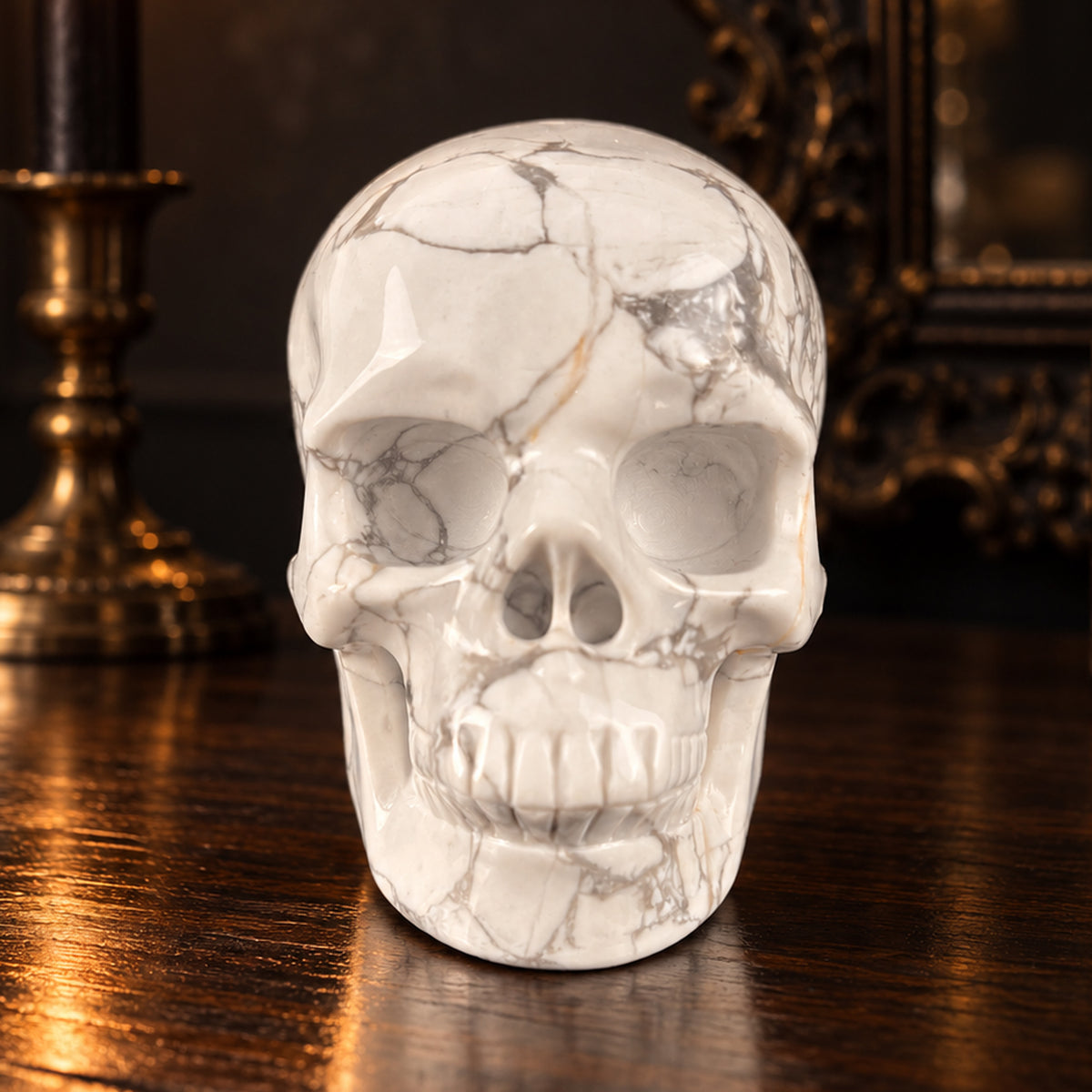 3 Inch White Howlite Crystal Skull - Pattern E