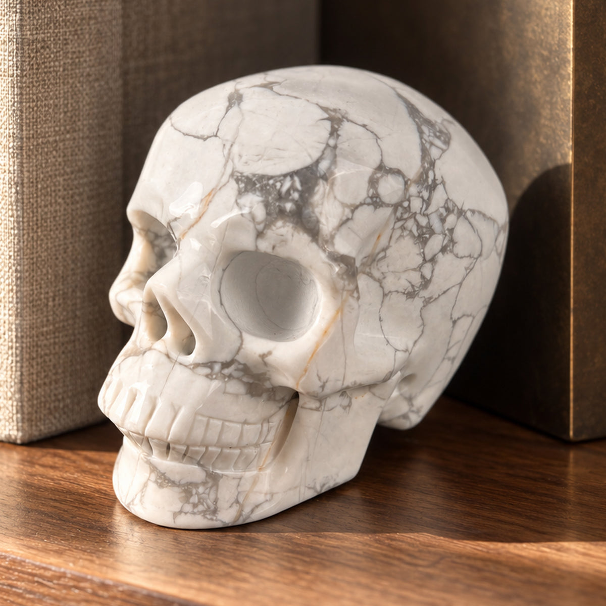 3 Inch White Howlite Crystal Skull - Pattern E