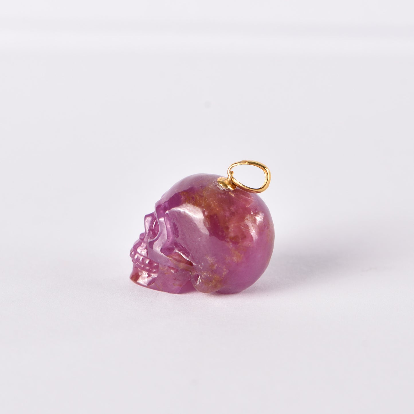 ‘The Crimson Heart’ - Natural Ruby Skull Pendant with Gold-Tone Bail · Specimen No. 15