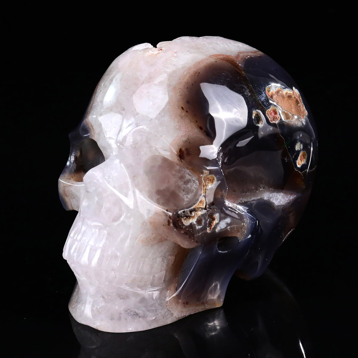 ‘Organic Mindscape’ - Agate Skull with Raw Geode Pocket · Specimen No. 34