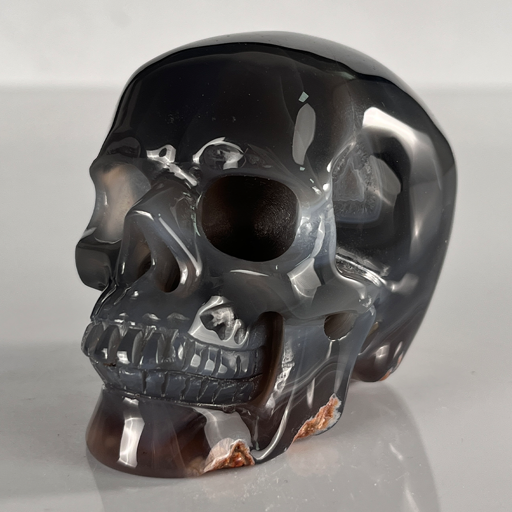 3" Volcanic Agate Crystal Skull - Pattern D