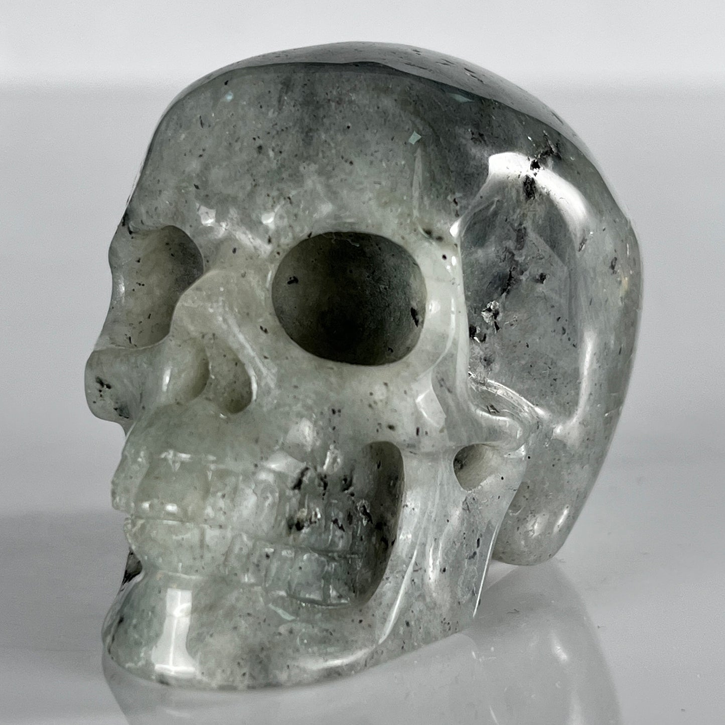 2 Inch Grey Labradorite Crystal Skull – Hand Carved Natural Stone