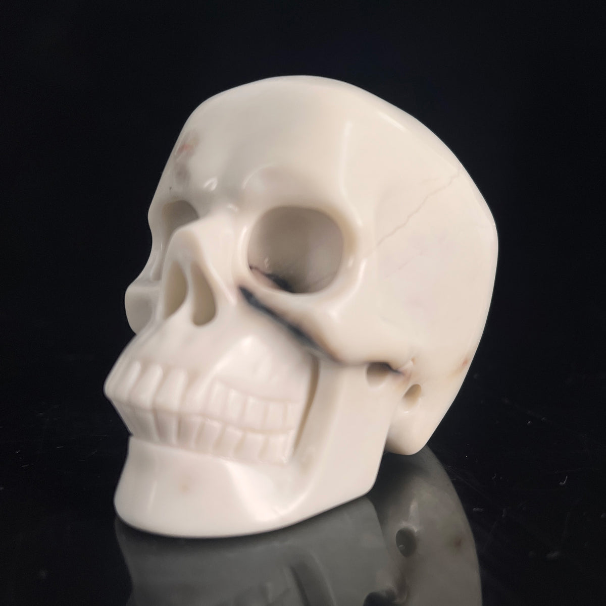 3" Ivory Jade Crystal Skull - Pattern B