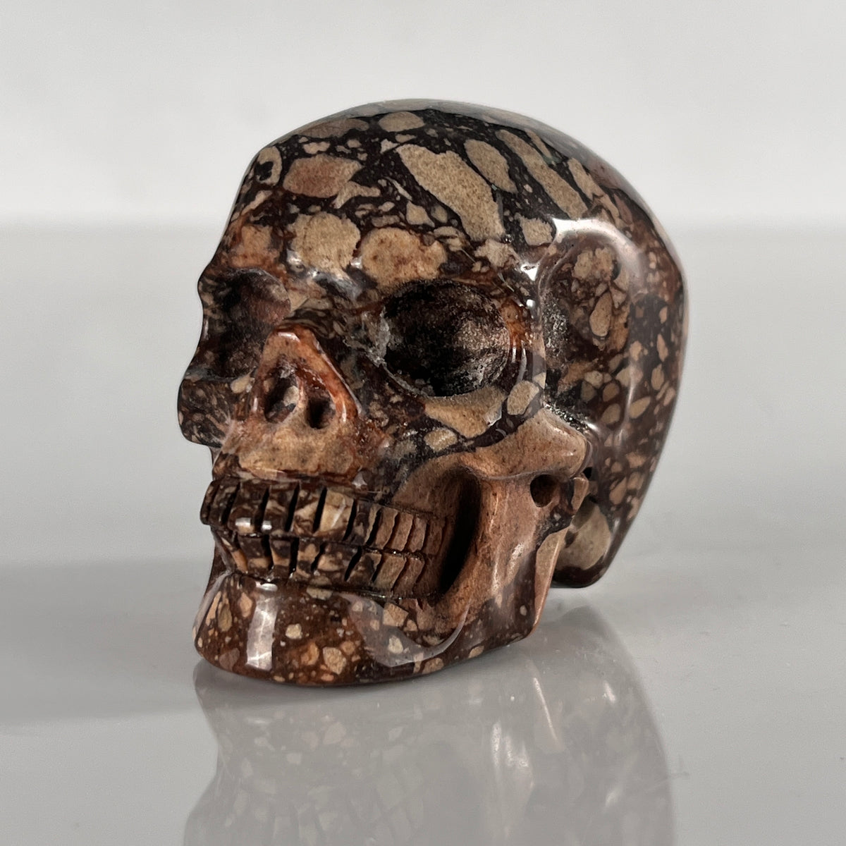 2" Brecciated Red Jasper Crystal Skull - Pattern C