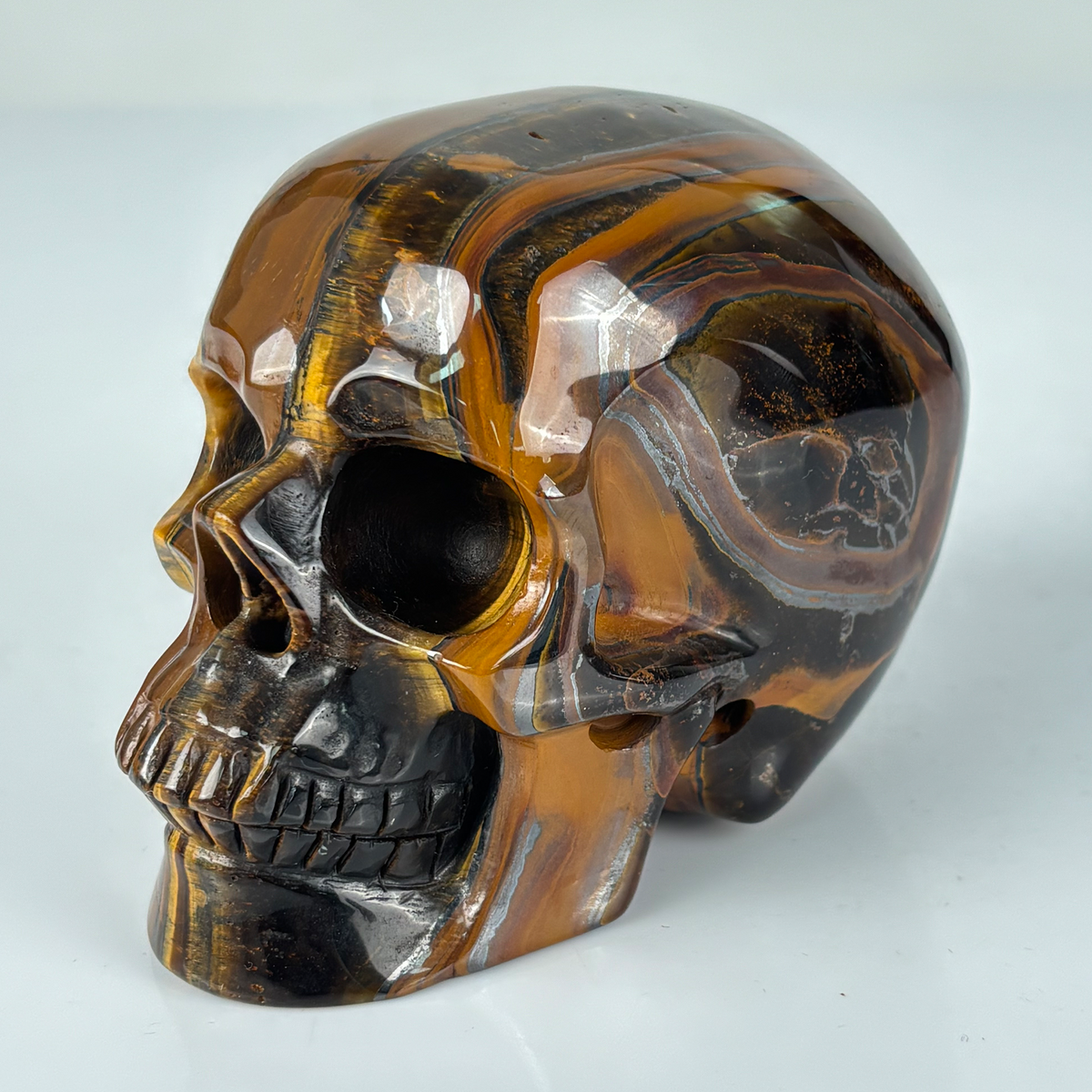 4.5" Tiger Eye Crystal Skull - Pattern B