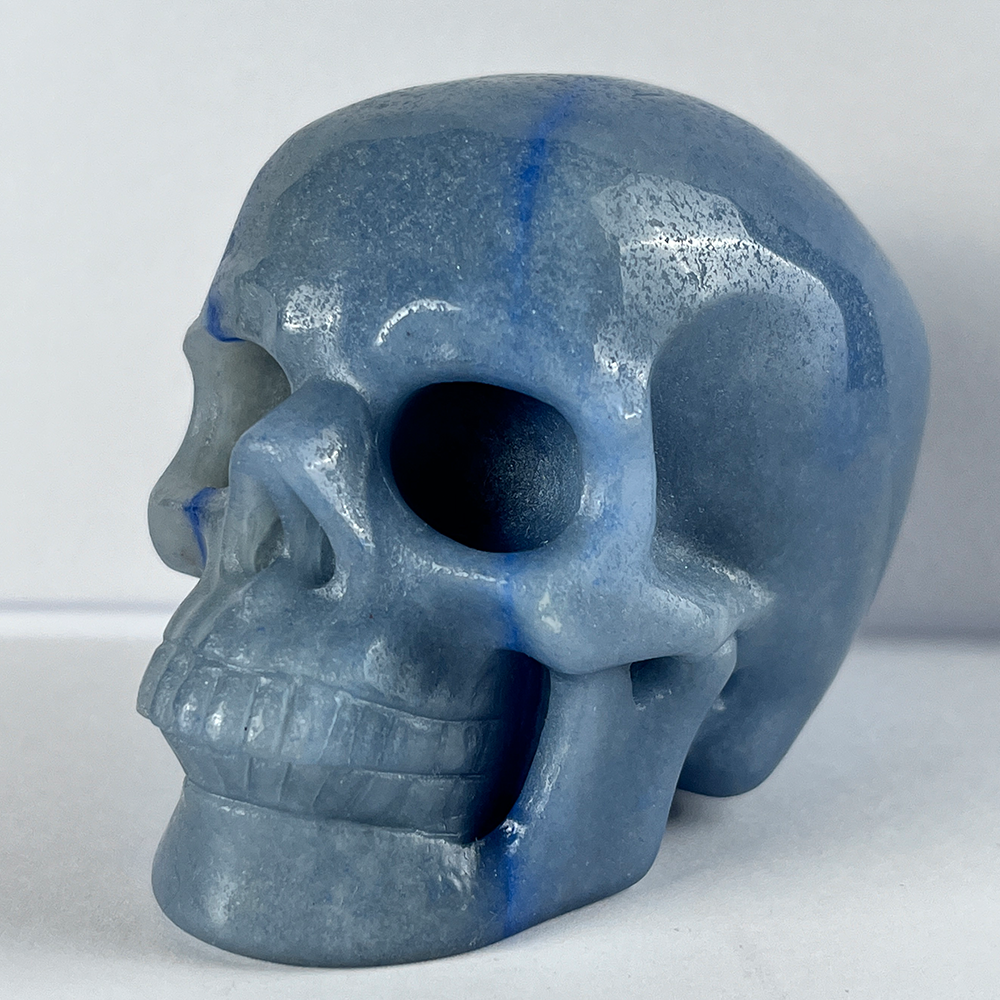 3" Blue Aventurine Crystal Skull-- Pattern B