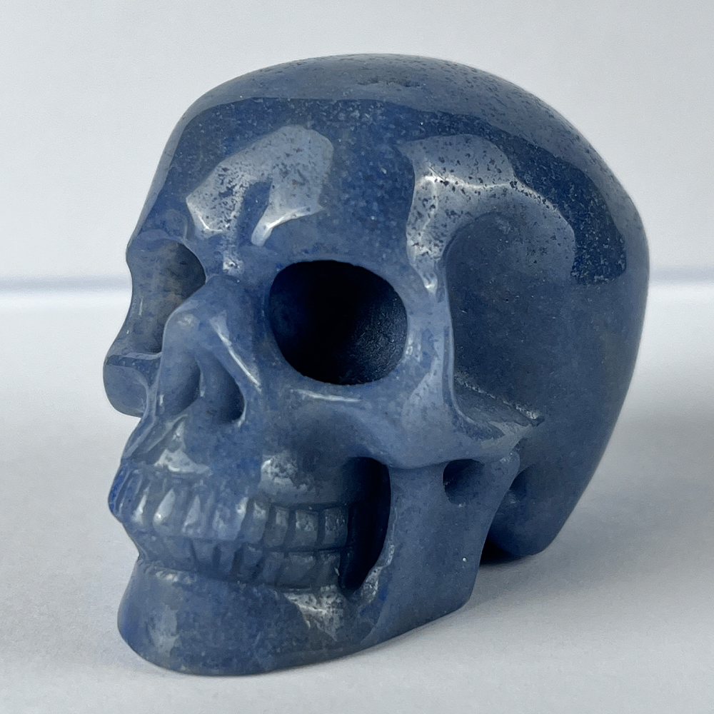 Crâne en cristal d'aventurine bleue de 5 cm – Mini crâne en cristal