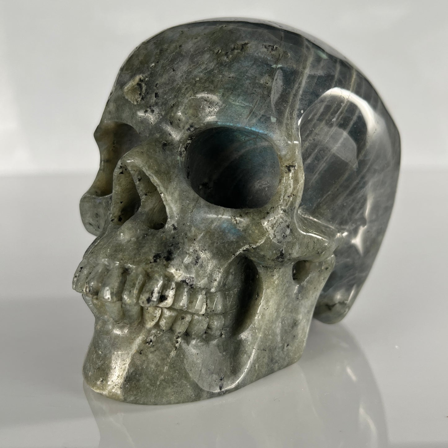 4.5 Inch Grey Labradorite Crystal Skull – Hand Carved Natural Stone