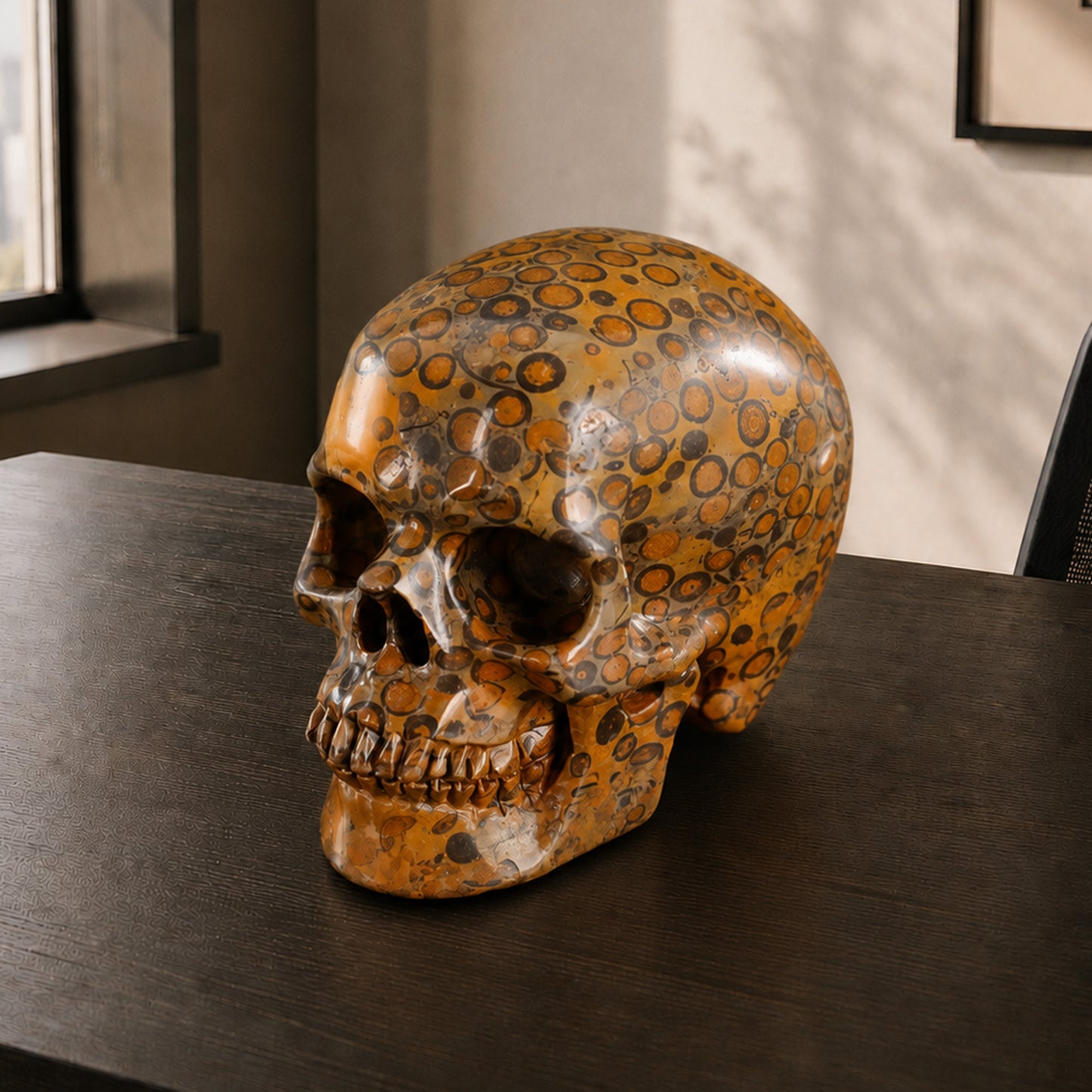 3 Inch Yellow Leopard Skin Jasper Crystal Skull – Hand Carved Natural Stone