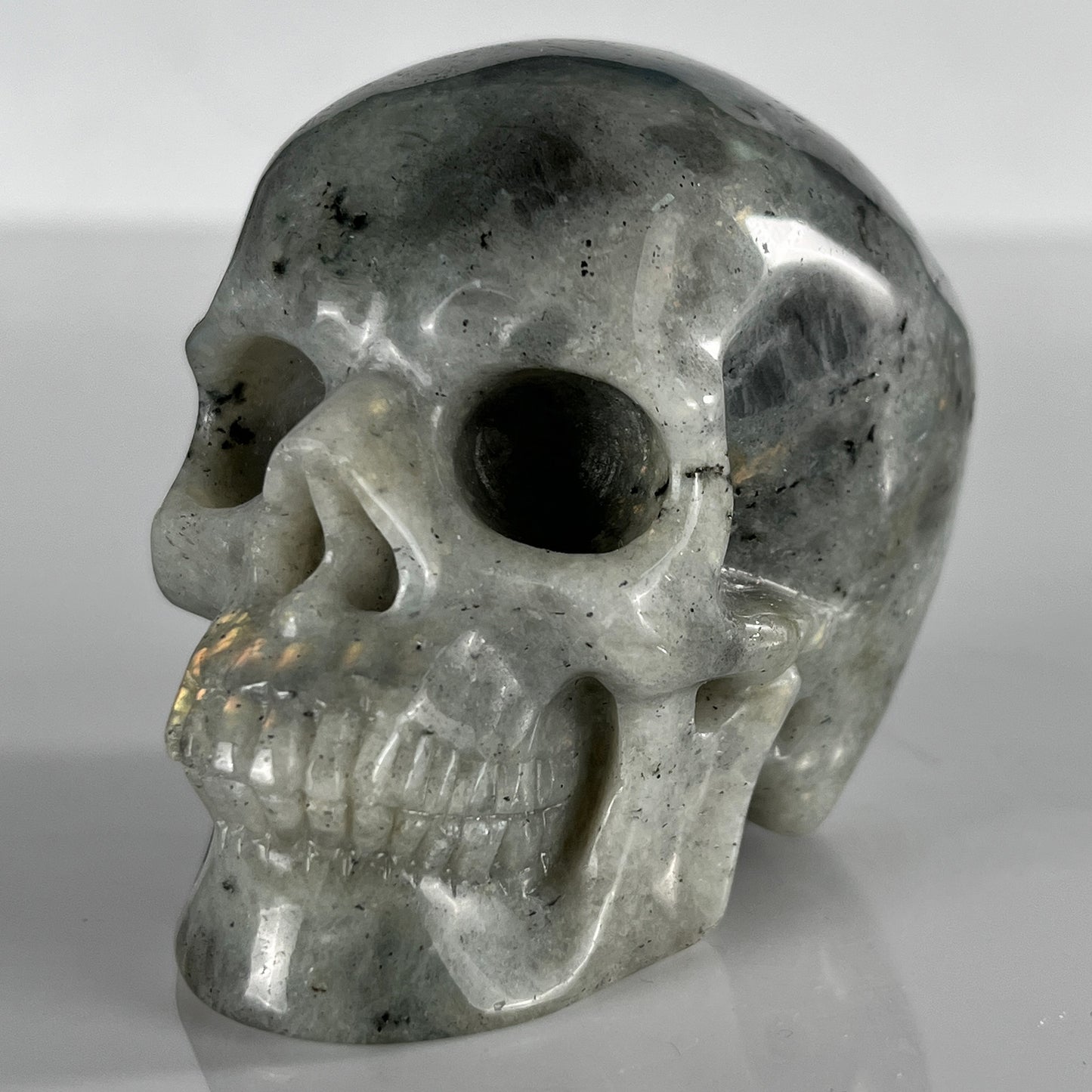 3 Inch Grey Labradorite Crystal Skull – Hand Carved Natural Stone