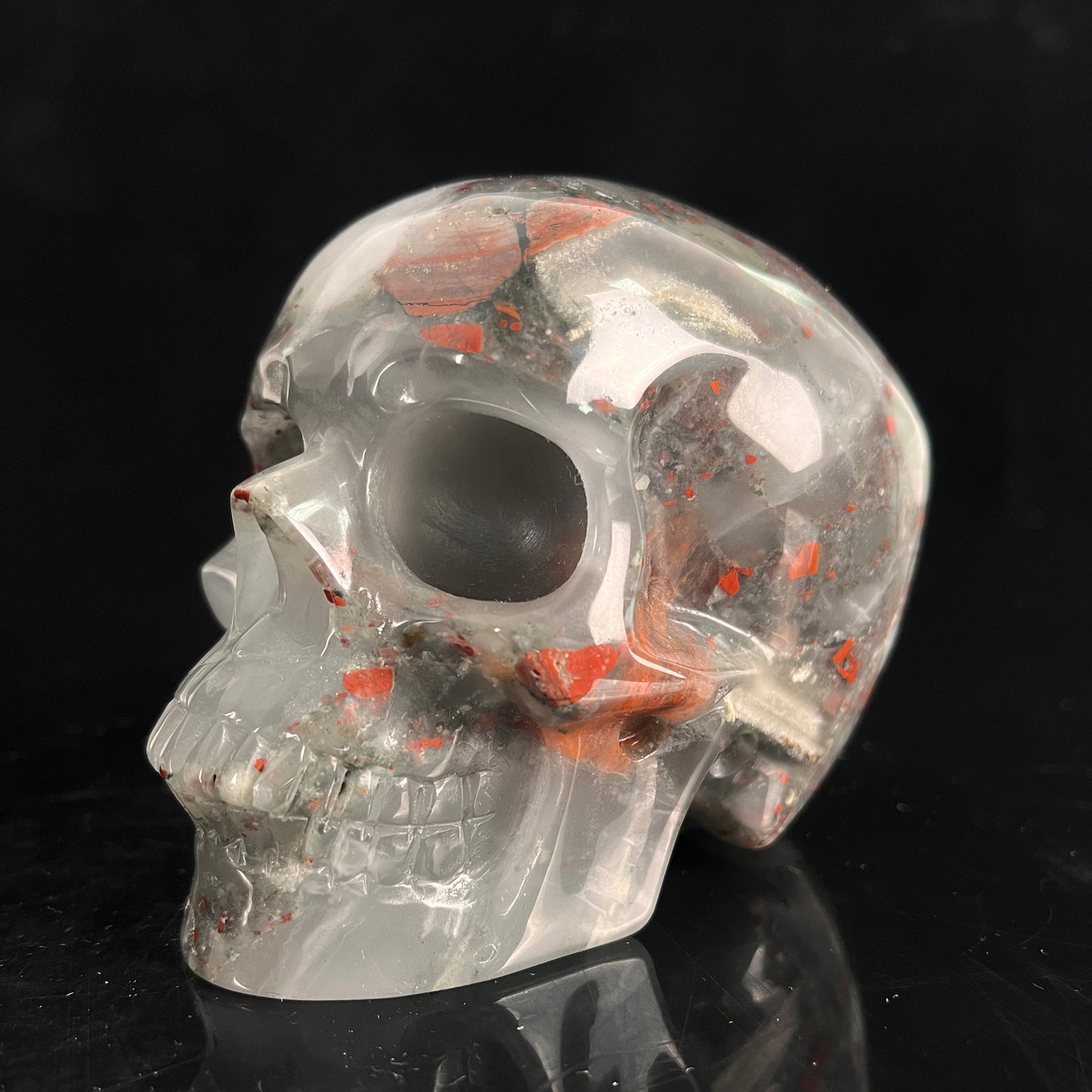 4.5" African Bloodstone Crystal Skull - Pattern B