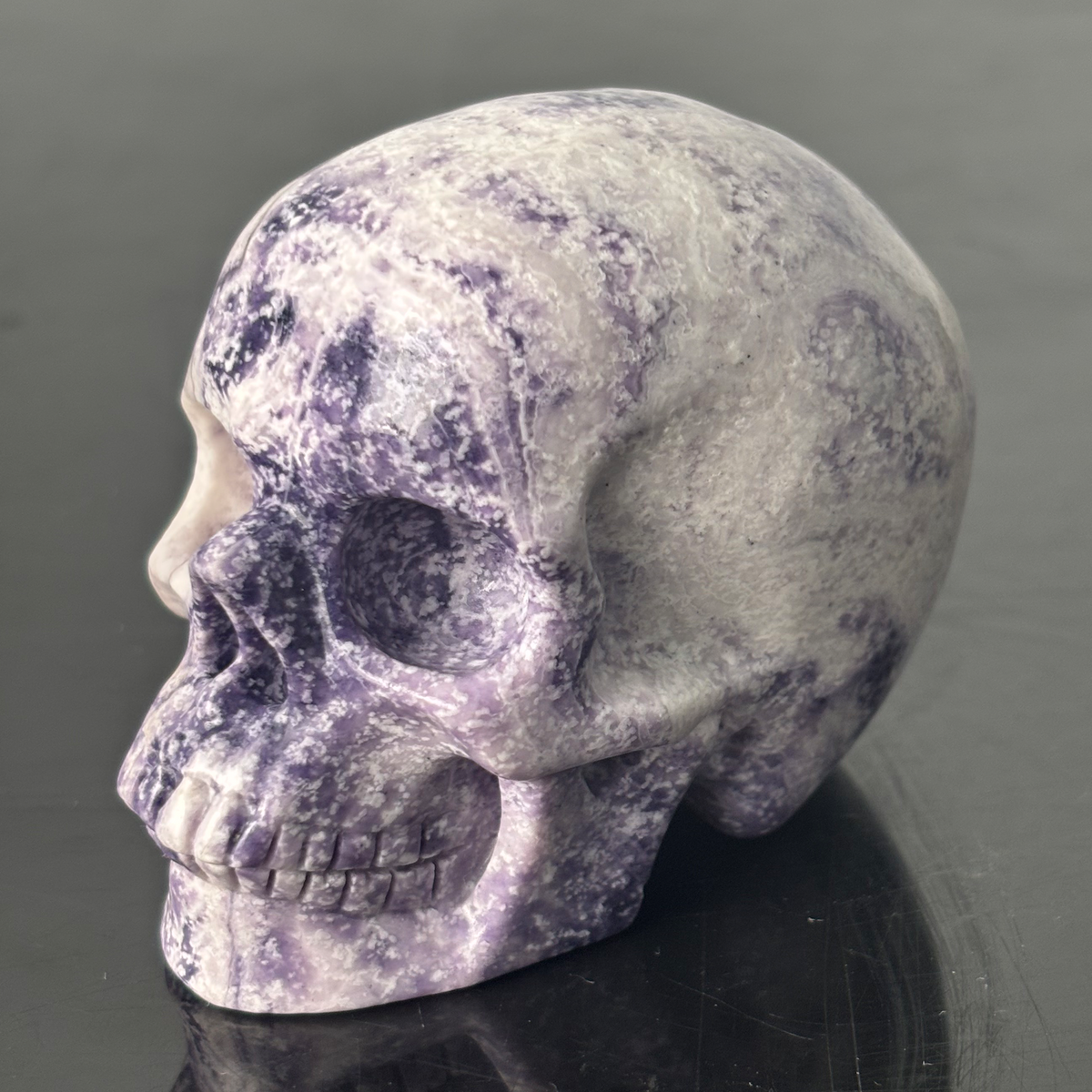 3" Purple Peacock Stone Crystal Skull - Pattern B