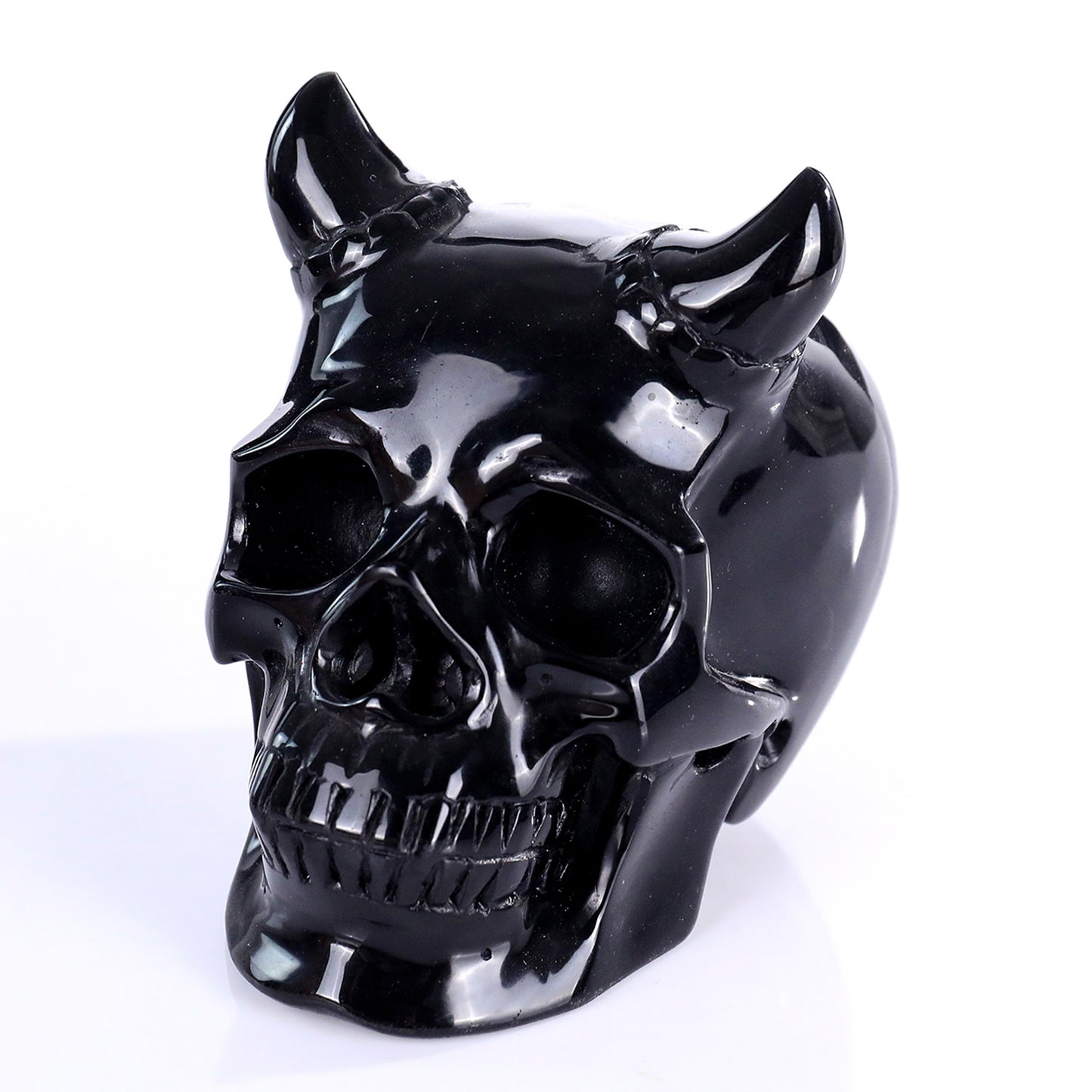 ‘The Black Aegis’ - Black Obsidian Horned Skull · Specimen No. 25