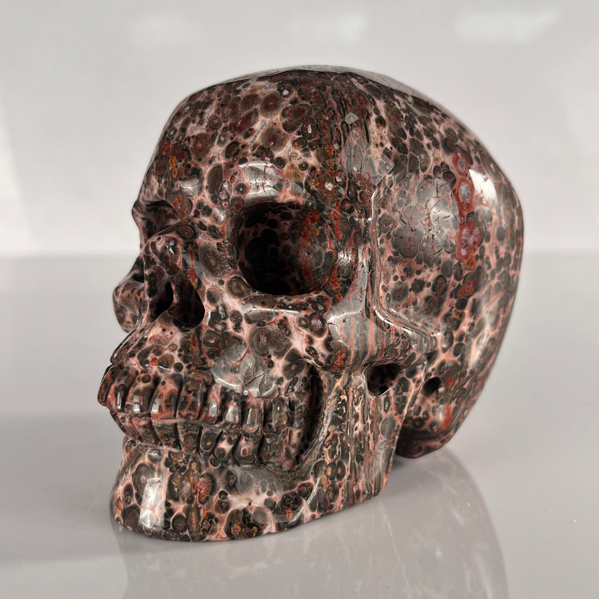 4.5" Red Leopard Skin Jasper Crystal Skull
