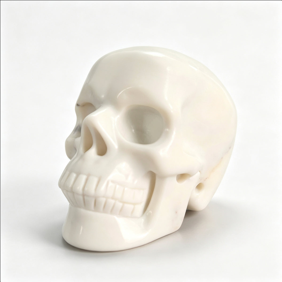 3" Ivory Jade Crystal Skull - Pattern C