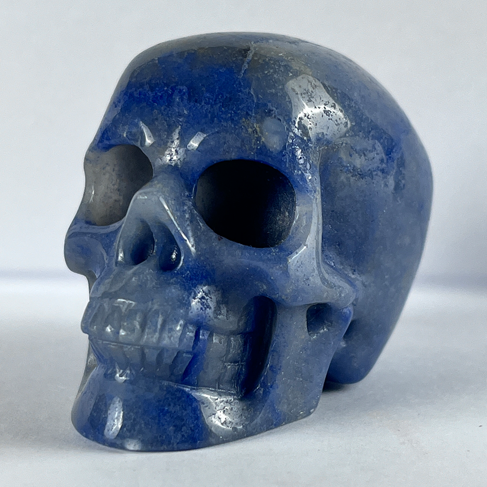 Crâne en cristal d'aventurine bleue de 5 cm – Mini crâne en cristal