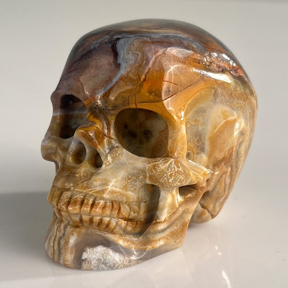 2 Inch Red Crazy Lace Agate Crystal Skull – Mini Gemstone Skull