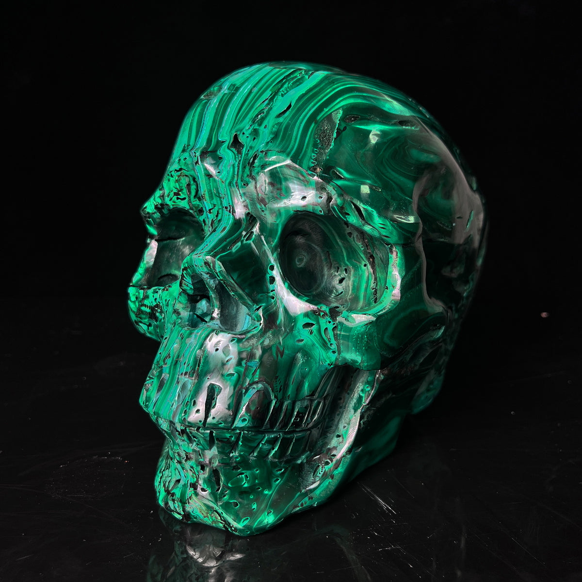6.4" Malachite Crystal Skull