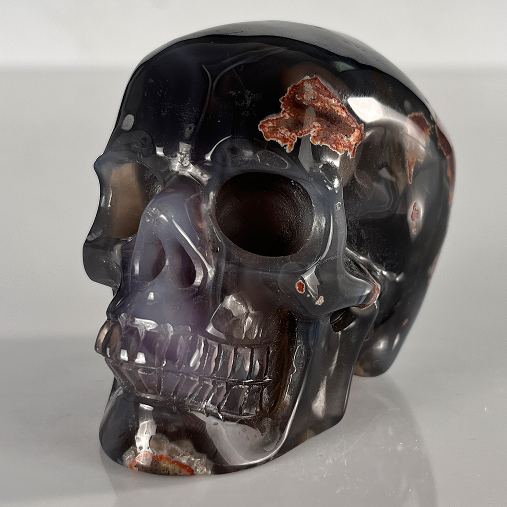 3" Volcanic Agate Crystal Skull - Pattern E