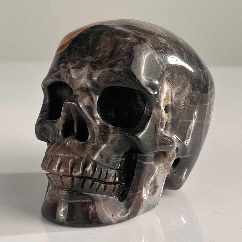 3" Red Crazy Lace Agate Crystal Skull - Pattern E