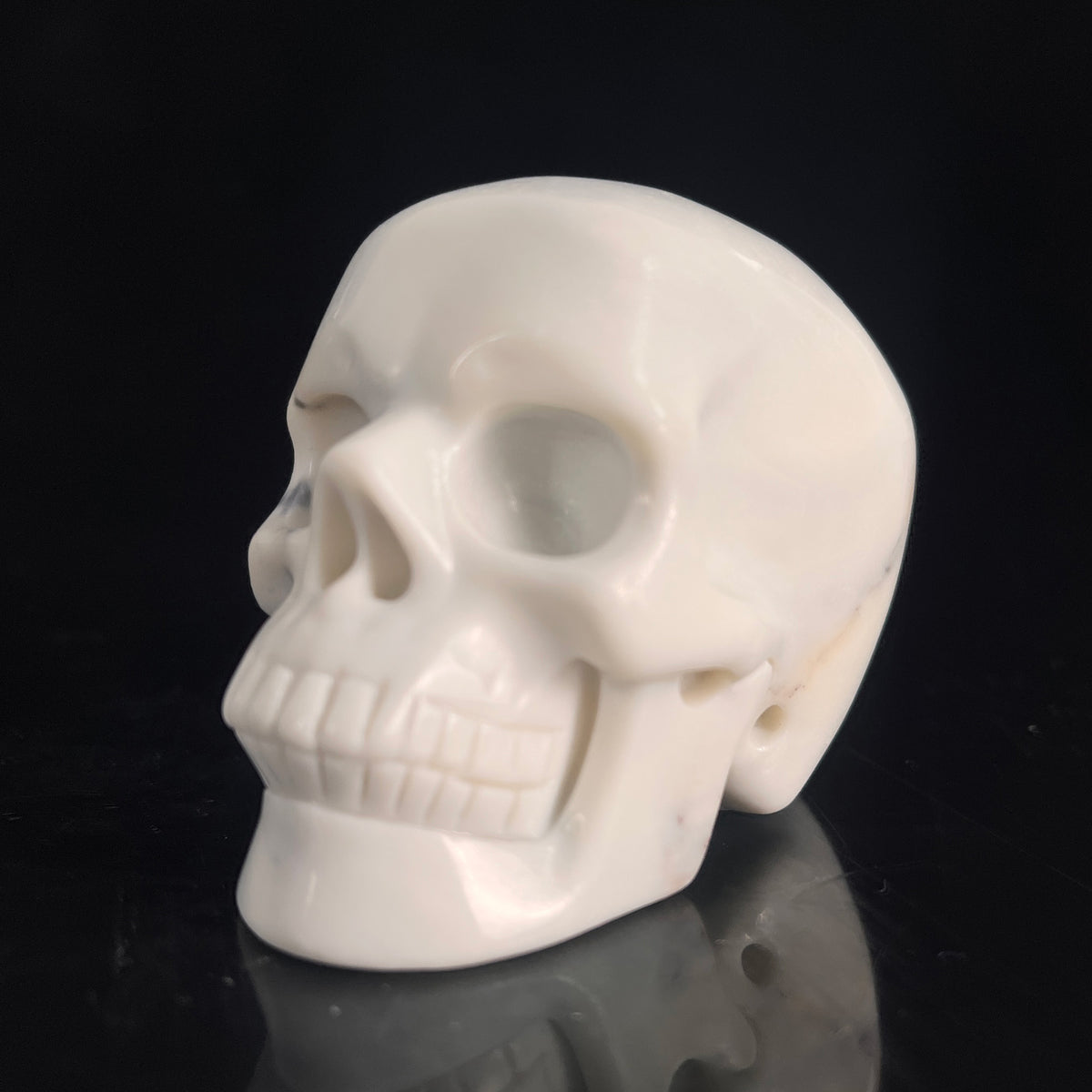 3" Ivory Jade Crystal Skull - Pattern C