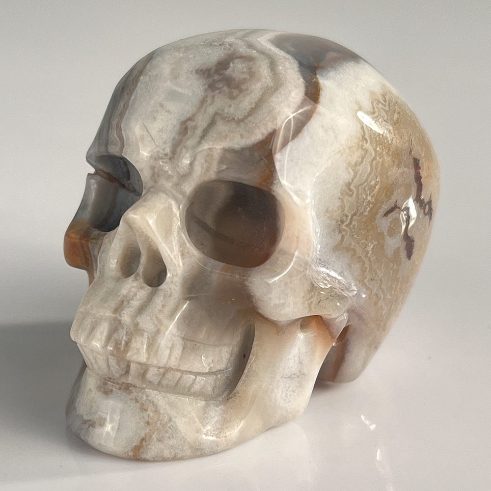2" Red Crazy Lace Agate Crystal Skull – Pattern A