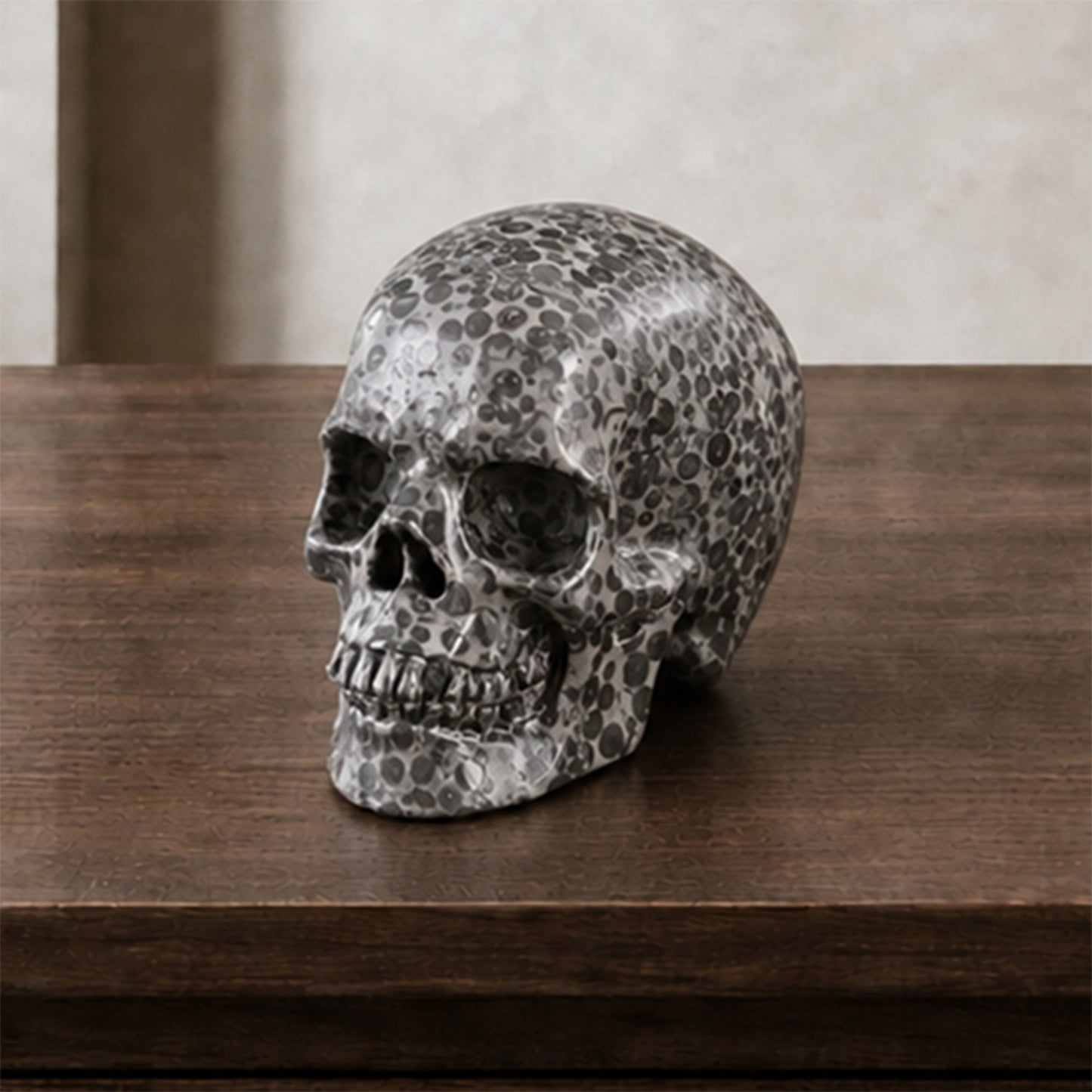 3 Inch Black Leopard Skin Jasper Crystal Skull – Hand Carved Natural Stone
