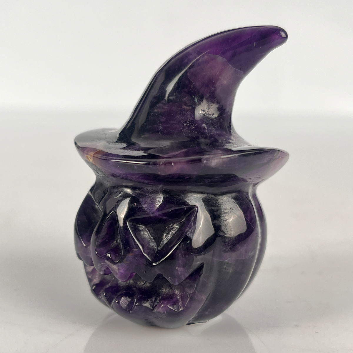 2" Dream Amethyst Pumpkin Crystal Skull - Paterrn E