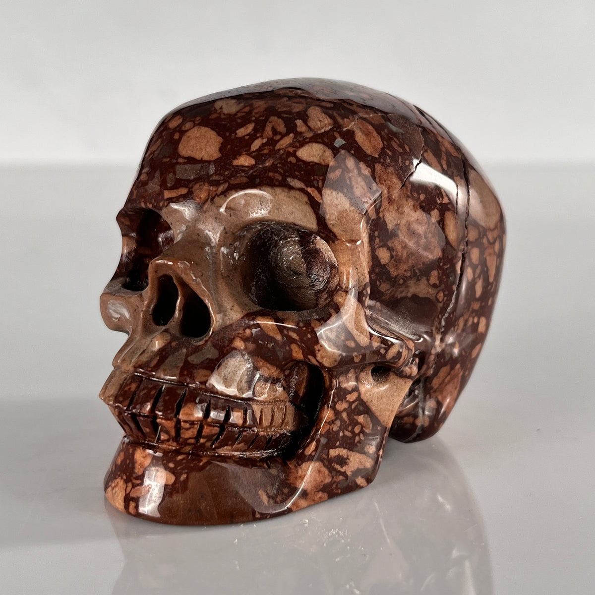 3" Brecciated Red Jasper Crystal Skull - Pattern B