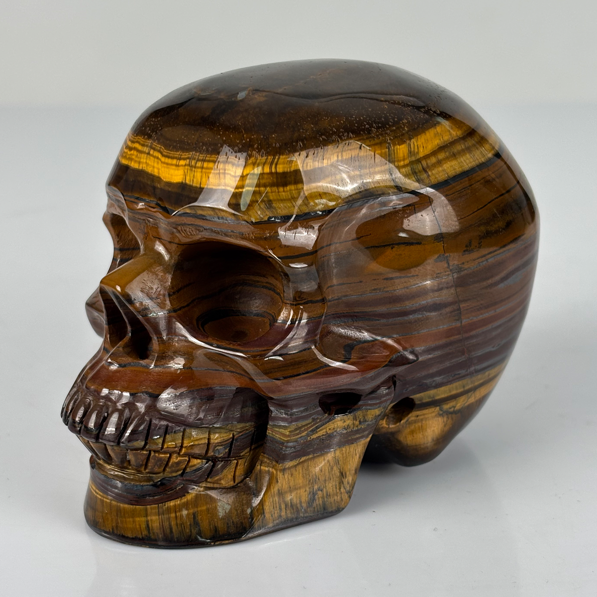 4.5" Tiger Eye Crystal Skull - Pattern C