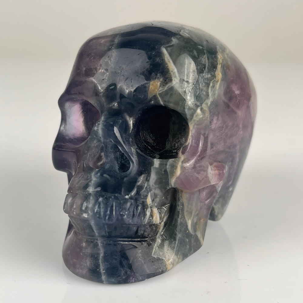 3 Inch Fluorite Crystal Skull – Hand Carved Natural Stone
