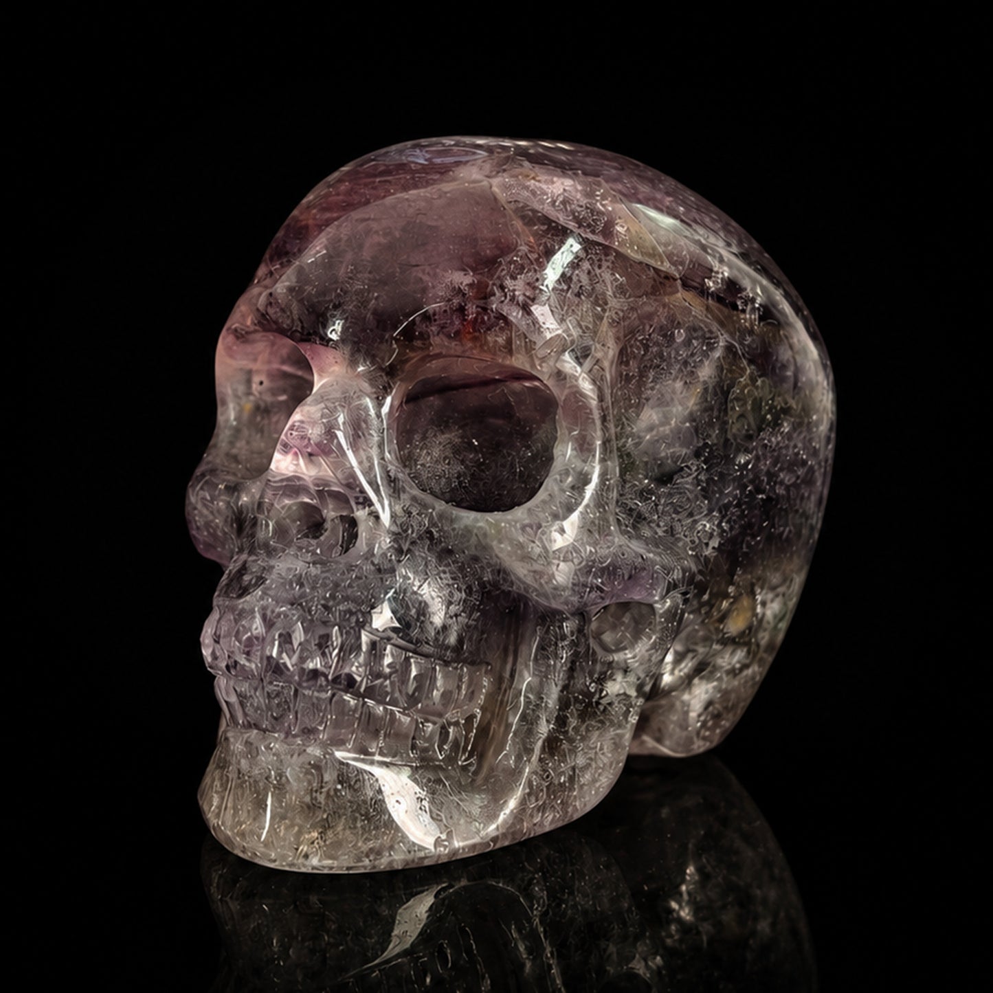 Crâne en cristal de fluorite verte de 5 cm – Pierre naturelle sculptée à la main