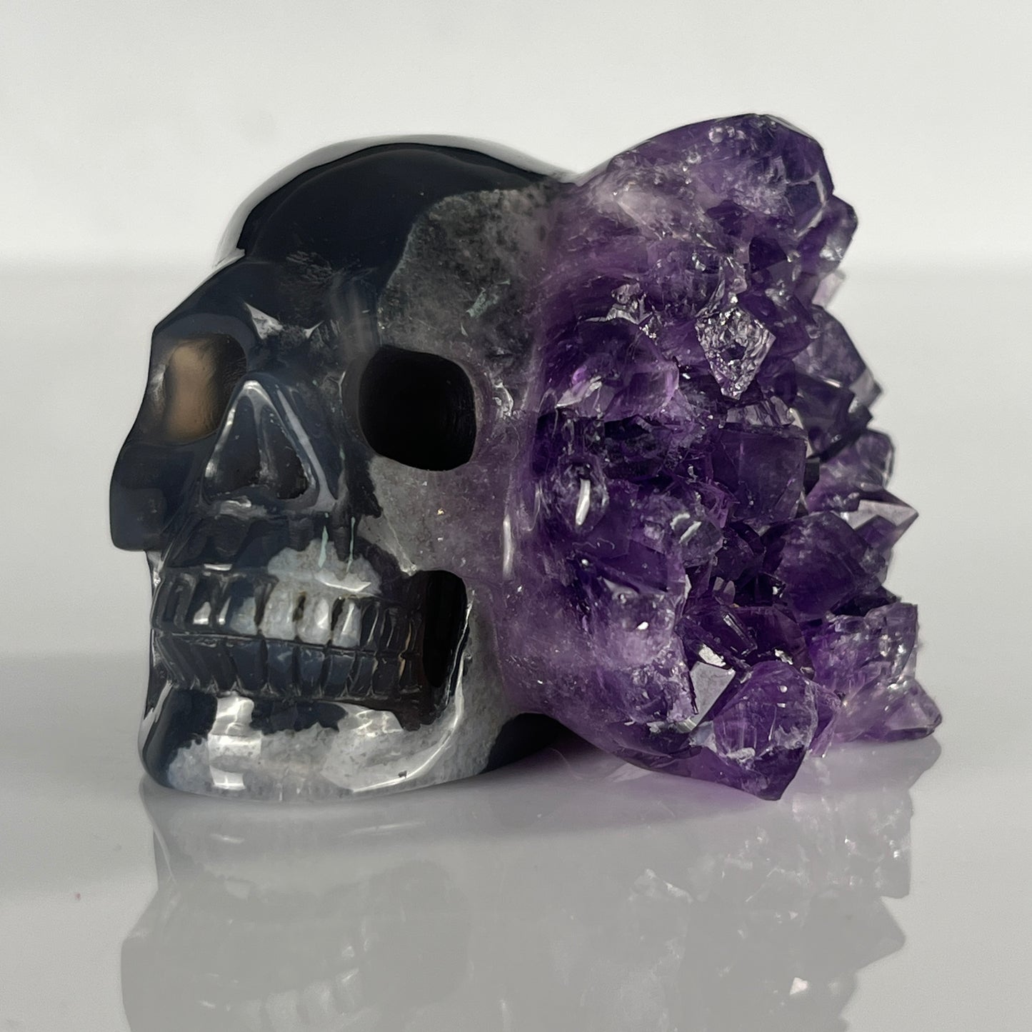 2 inch Amethyst Cluster Crystal Skull - Hand Carved Natrual Crystal