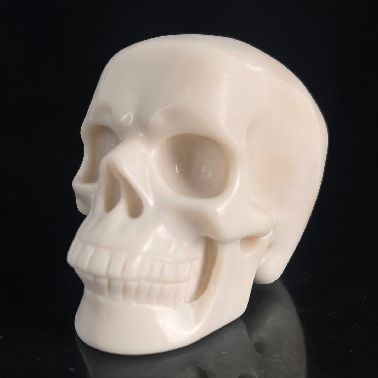 3" Ivory Jade Crystal Skull - Pattern A