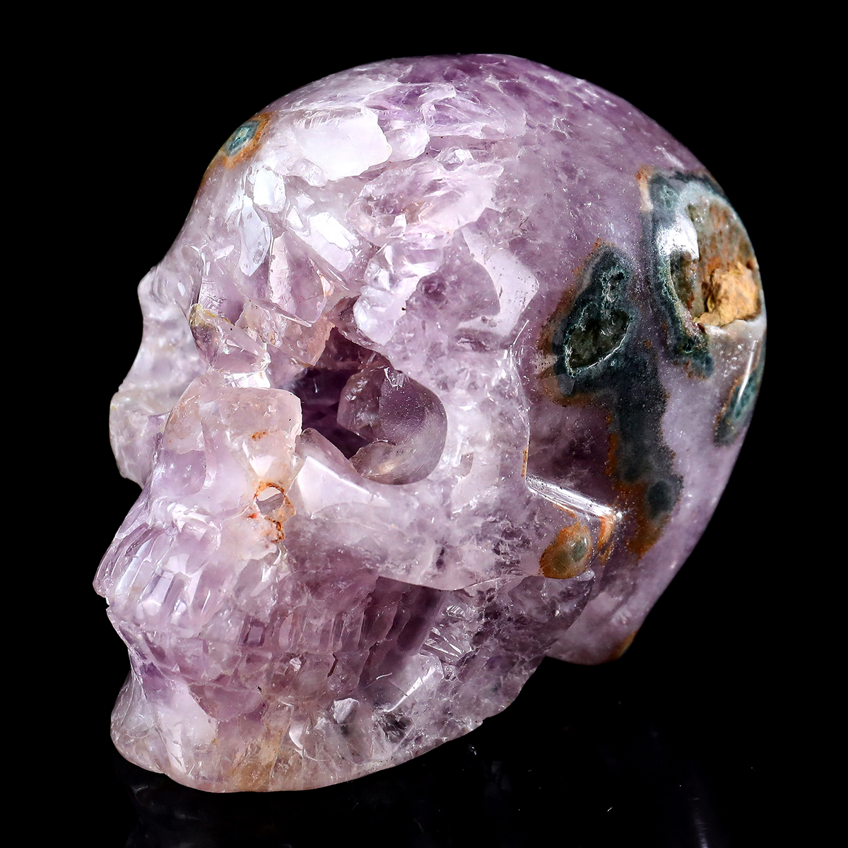 ‘The Cosmic Eye’ - Hand-Carved Amethyst Geode Skull with Natural Matrix · Specimen No. 30