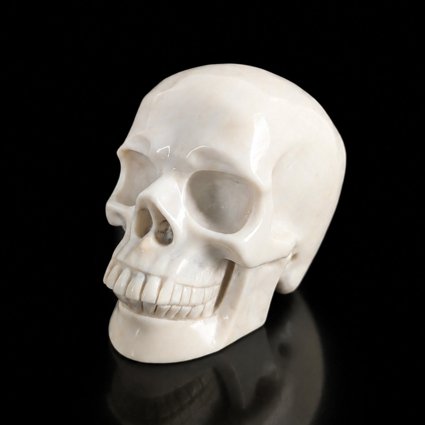 4.5" Ivory Jade Crystal Skull - Pattern A