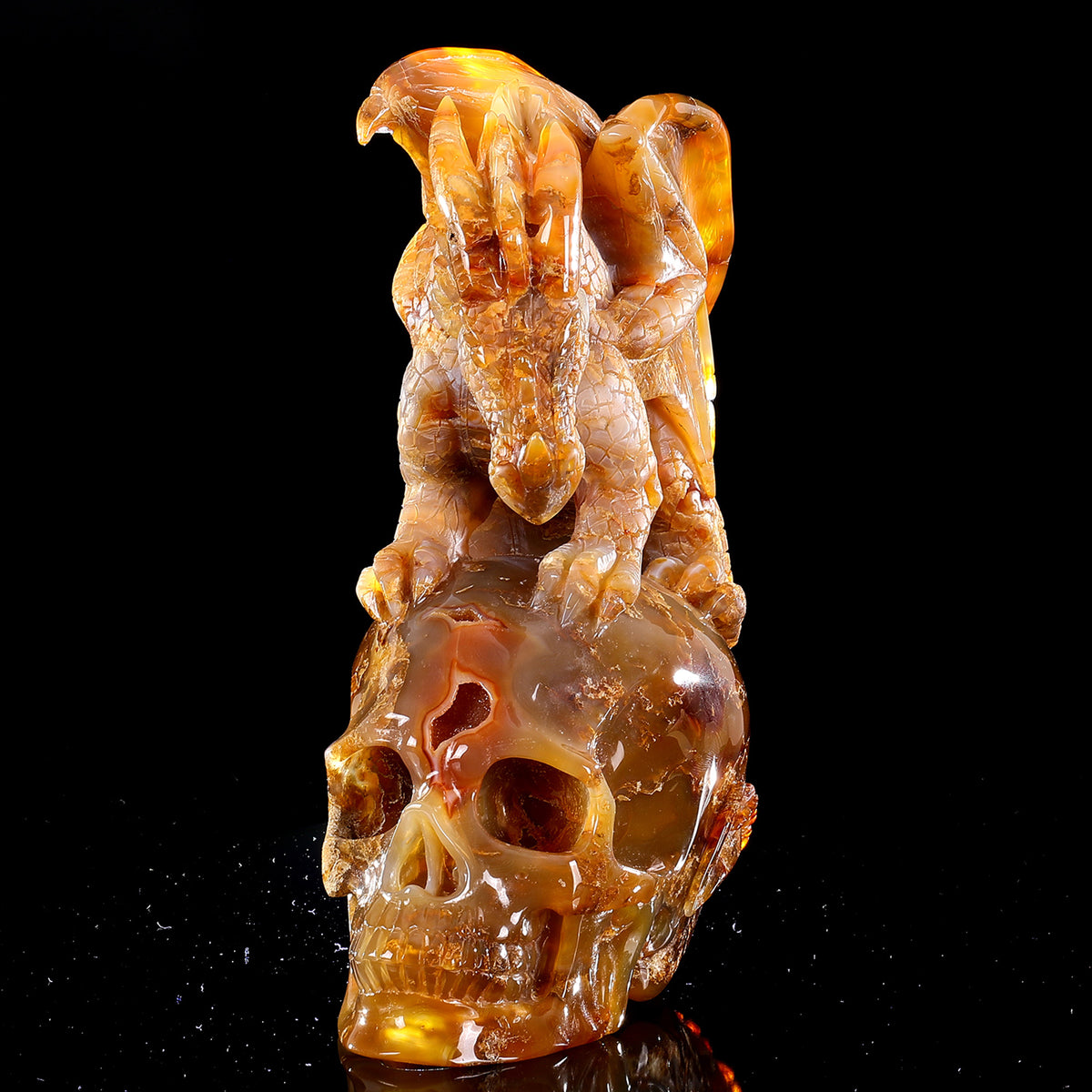 ‘The Red King’ - Hand-Carved Carnelian Chalcedony Dragon and Skull · Specimen No. 27