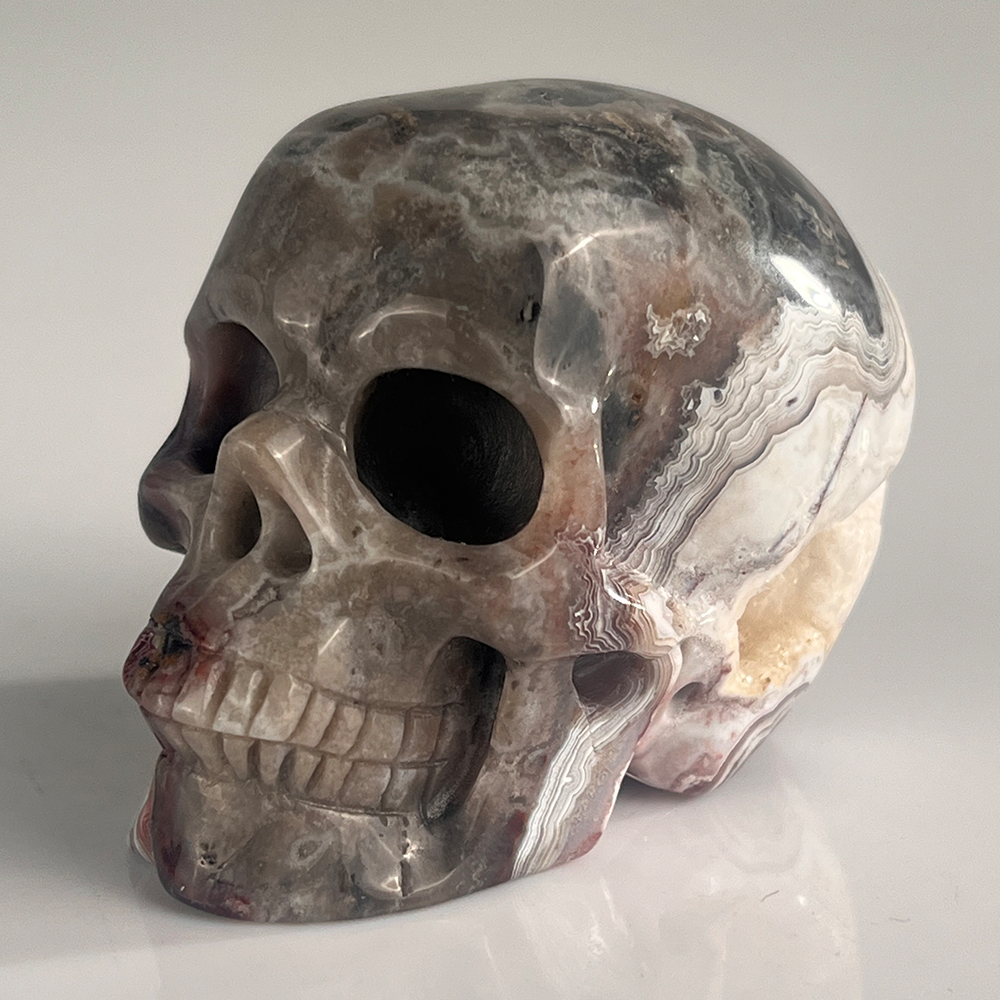 2 Inch Red Crazy Lace Agate Crystal Skull – Mini Gemstone Skull