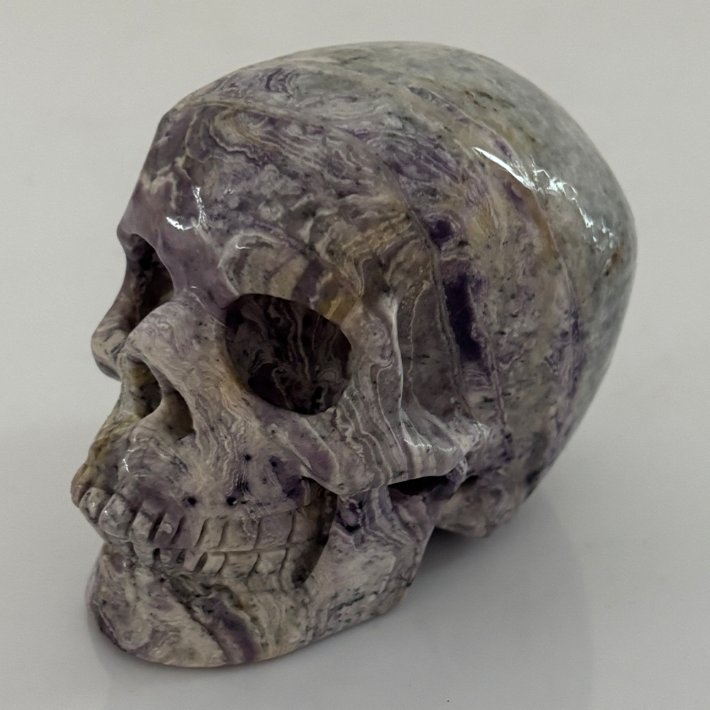 3 inch Purple Peacock Stone Crystal Skull