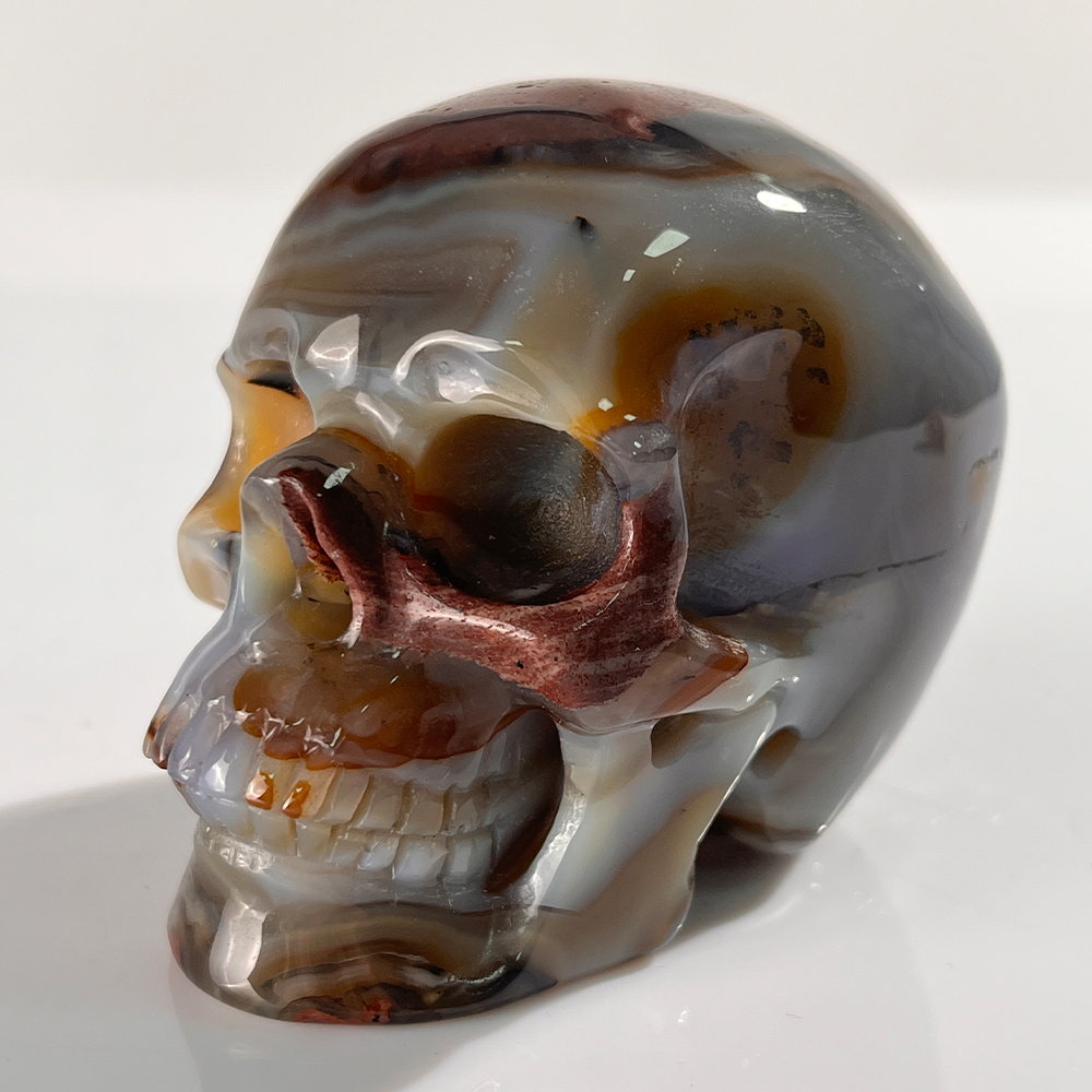 3 Inch Volcanic Agate Crystal Skull – Hand Carved Natural Stone