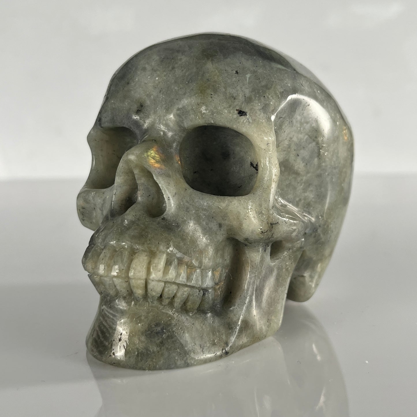 4.5 Inch Grey Labradorite Crystal Skull – Hand Carved Natural Stone