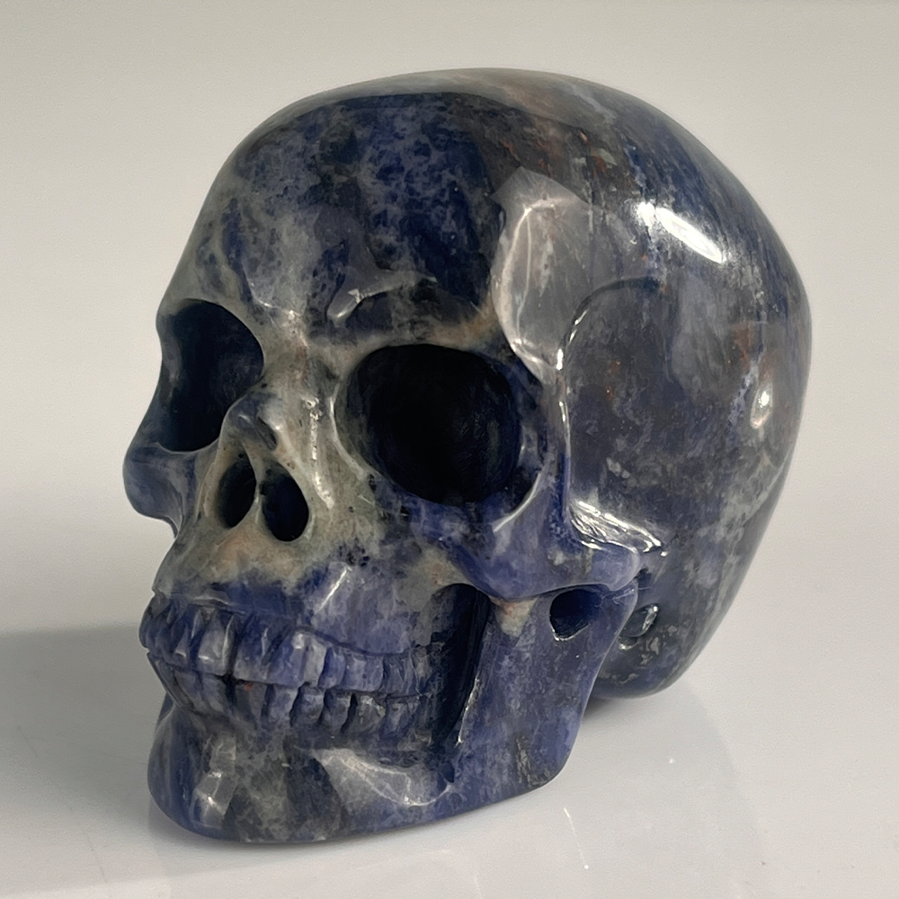 2 Zoll blauer Spitzenachat-Kristallschädel – Mini-Kristallschädel