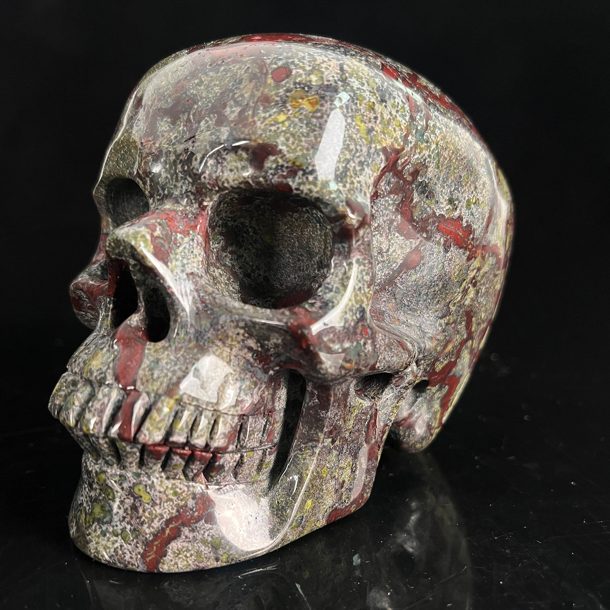 4.5" Dragon Bloodstone Crystal Skull - Pattern C