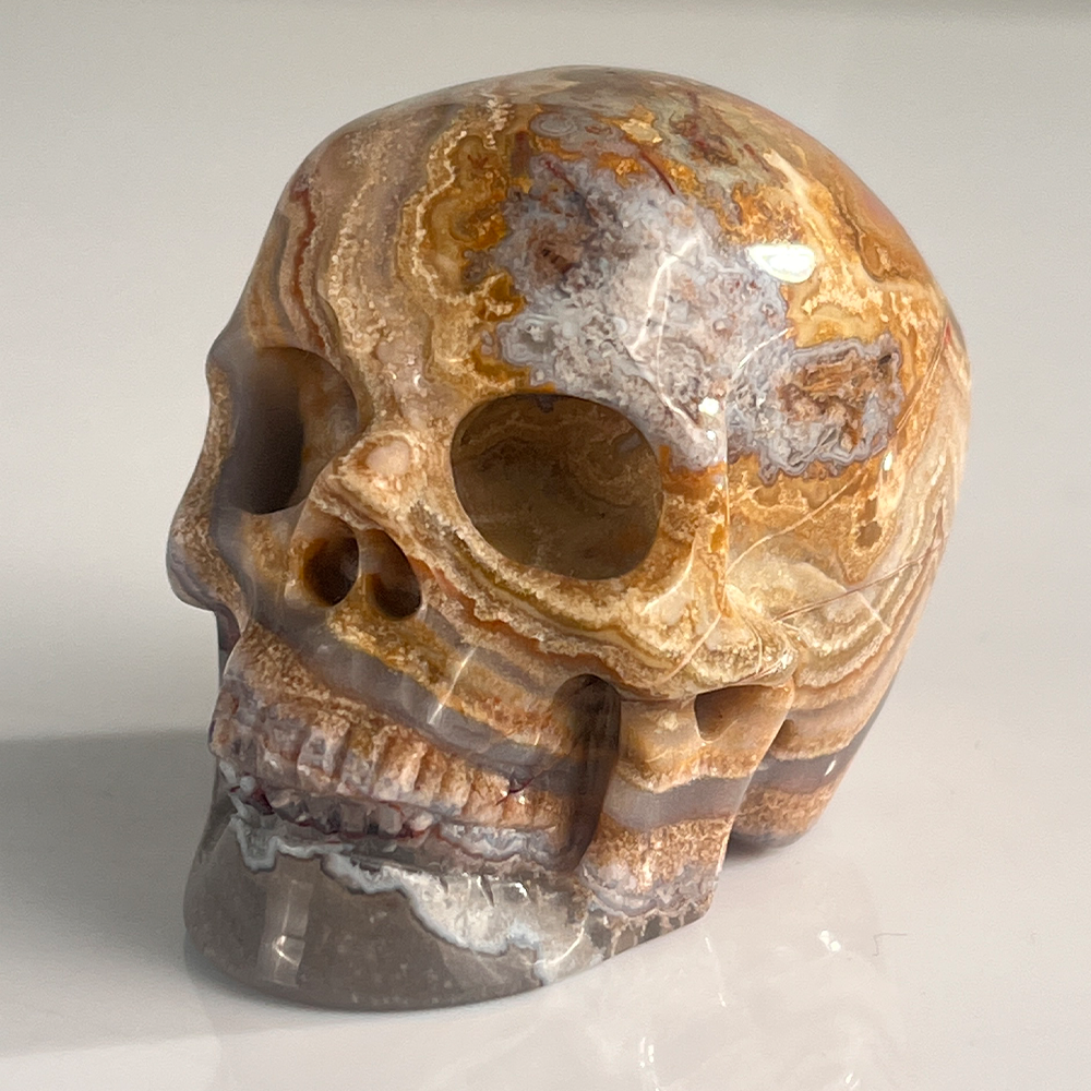 2 Inch Red Crazy Lace Agate Crystal Skull – Mini Gemstone Skull