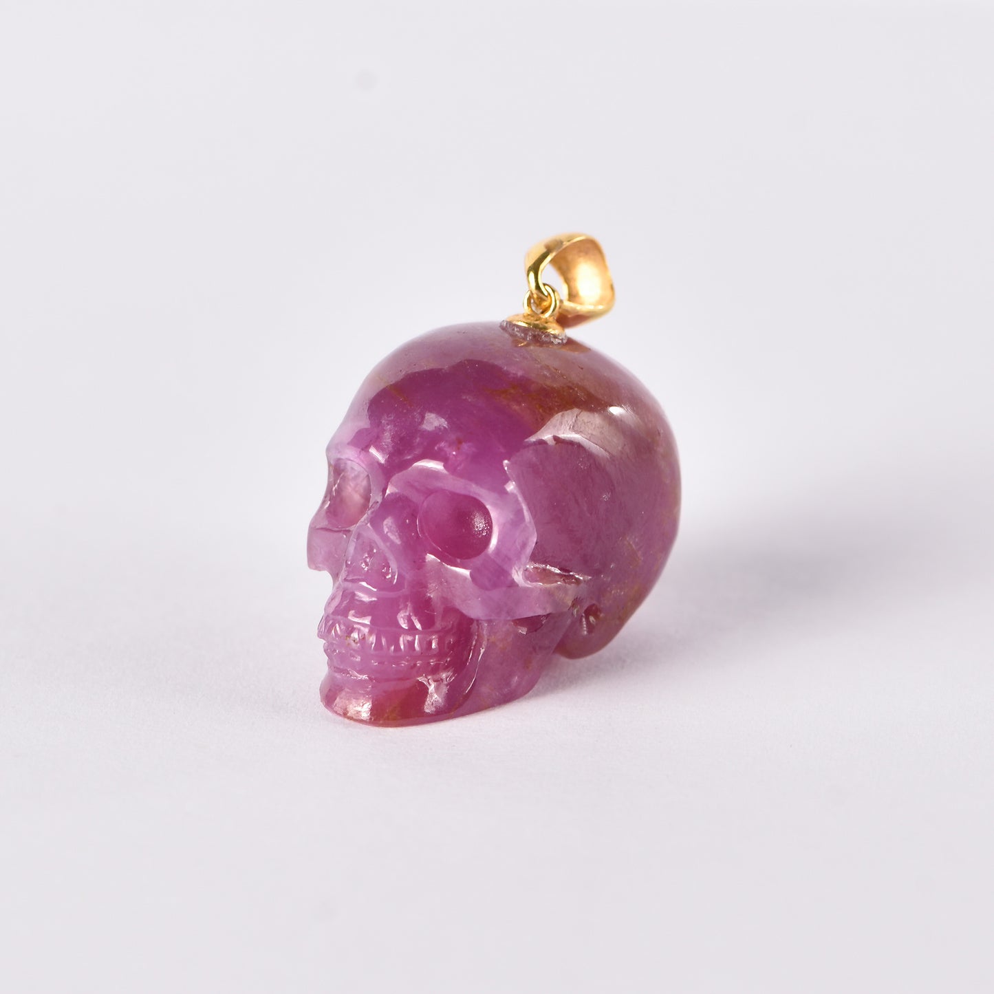 ‘The Crimson Heart’ - Natural Ruby Skull Pendant with Gold-Tone Bail · Specimen No. 15